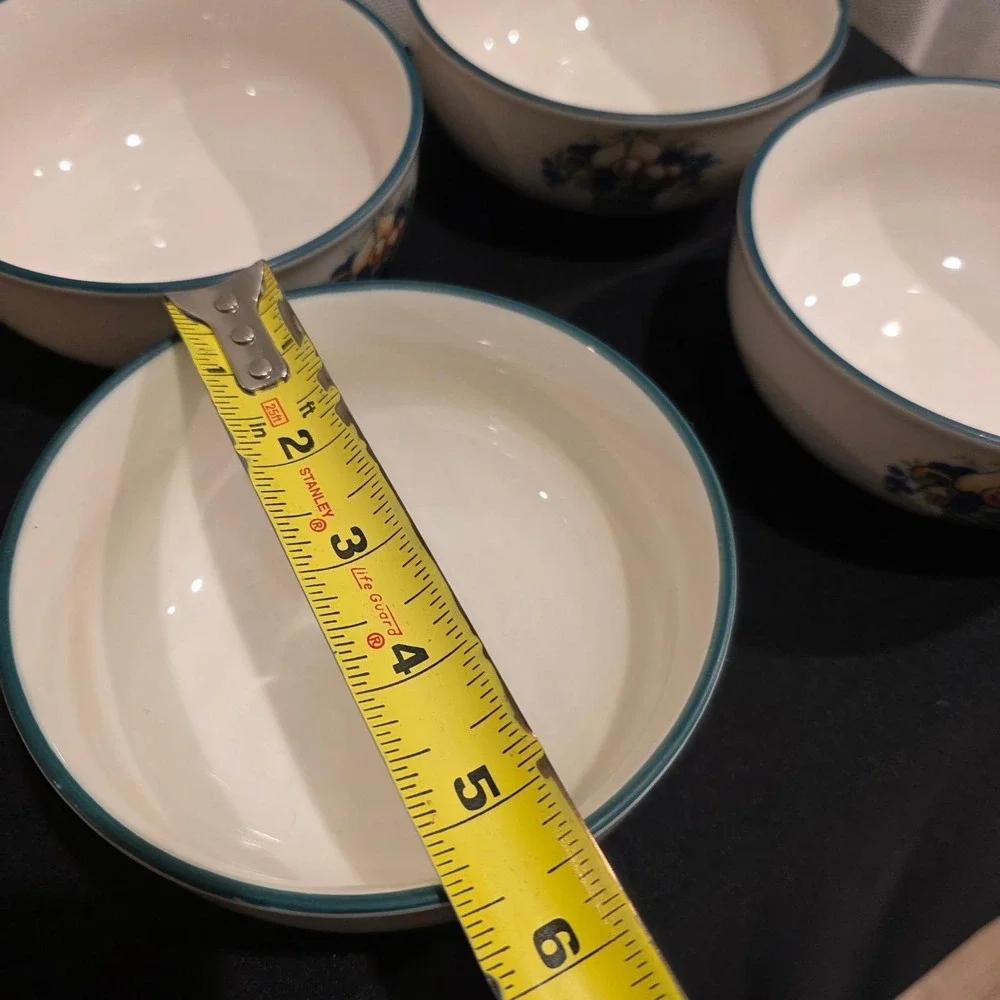 Vintage Set of 4 Napoli Hand-painted Soup Cereal Bowls Stoneware Fruit‎ Basket
